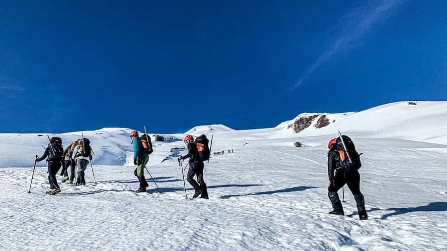 Ascent to Villarrica volcano 2,847masl, from Pucón - The post-climb beer and snack