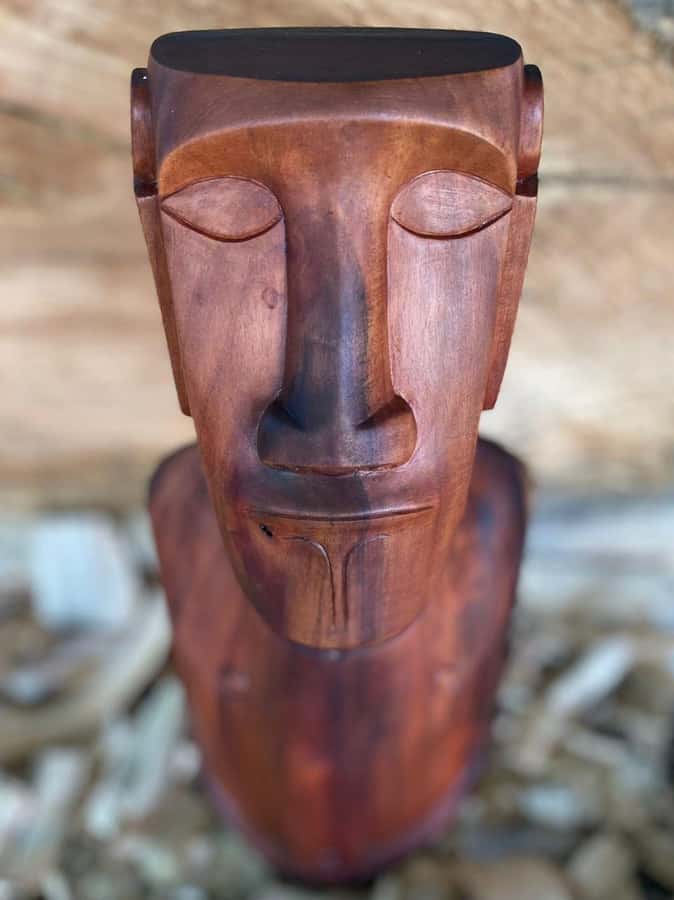 Easter Island: Demo of How to Carve a Moai statue - Meeting Joaquin Rapu at his Rapa Nui home
