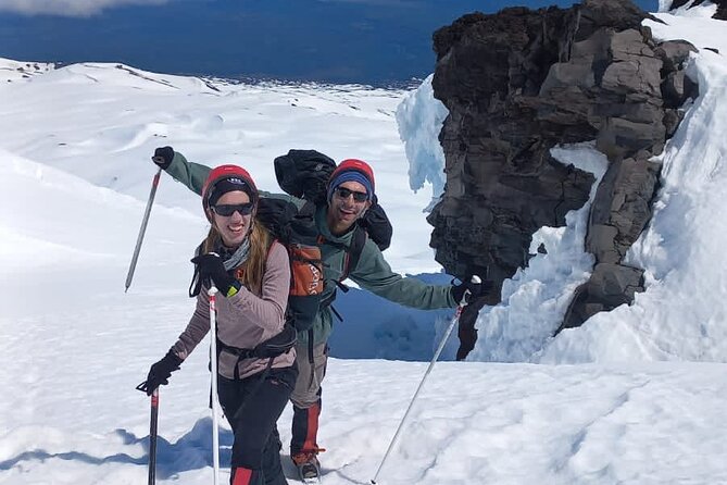 Guided ascent of Llaima volcano from Pucón - The descent, including the plastic sled