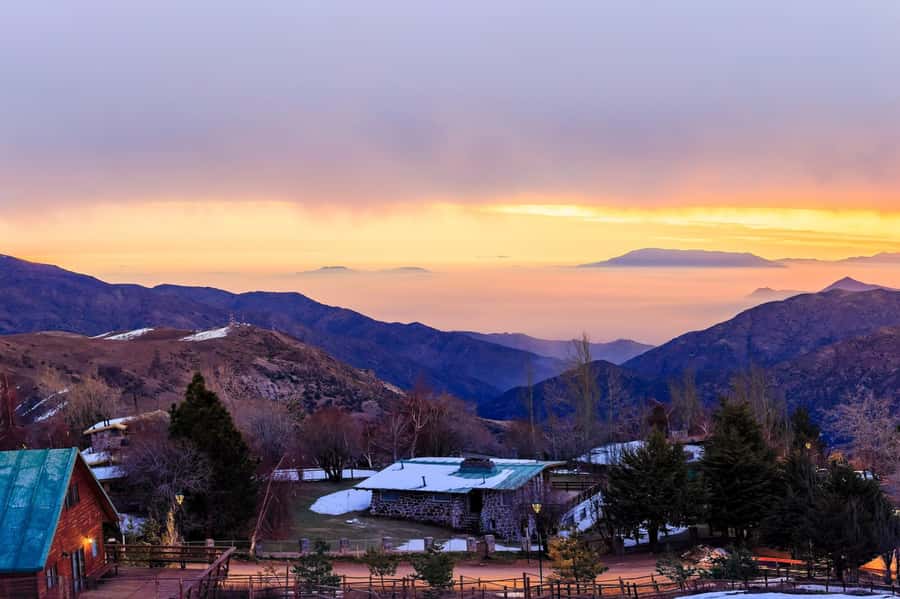 Sunset over the Andes Mountains - The first viewpoint and the road to 3,000 meters