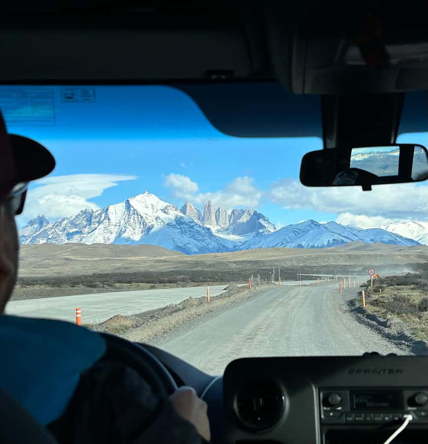 Torres del Paine: Full Day Excursion Torres del Paine + Milodon Cave. - Sarmiento Lake and the first Paine views